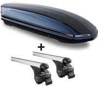 VDP Coffre à skis noir brillant MAA 460G 460 litres verrouillable + barres de toit Quick ouvertes en aluminium compatible avec Skoda Superb Kombi à partir de 2015