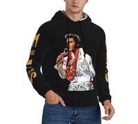 VDUCK Elvis chanteuse Presley Rock Sweat à Capuche pour Homme Pull à Capuche décontracté à Manches Longues avec Cordon de Serrage Hipster avec Poches，X-Large