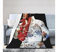 VDUCK Elvis Singer Presley Rock Couverture Ultra Douce en Micro Polaire, Couverture en Flanelle imprimée numériquement, Cadeau de Noël, d'anniversaire, Parfaite pour lit, canapé et Fauteuil，50"x40"