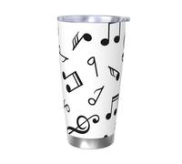 VducK Gobelet de 591 ml avec couvercle - Imprimé sur le thème musical - Tasse à café de voyage isotherme réutilisable en acier inoxydable - Tasses de voyage isothermes pour le chaud et le froid