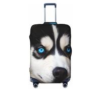 VducK Housse de bagage de voyage Husky aux yeux bleus, housse de protection tendance pour valises de 45,7 à 81,3 cm, Noir , XL, Ensemble de bagages
