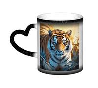 VducK Mug à changement de couleur avec imprimé tigre africain - Tasse à café créative amusante à changement de couleur - 325 ml - Tasse magique en céramique pour hommes et amis