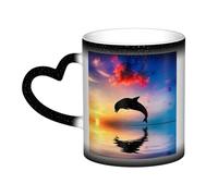 VducK Mug magique personnalisable avec impression dauphin coucher de soleil 325 ml
