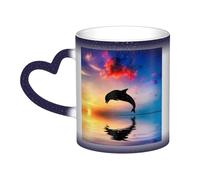 VducK Mug magique personnalisable avec impression dauphin coucher de soleil 325 ml