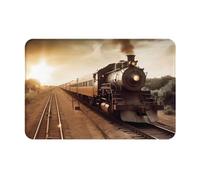 VducK Paillasson intérieur 40 x 60 cm Motif train et chemin de fer Tapis de porte d'entrée en flanelle pour porte d'entrée extérieure porche