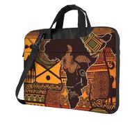 VducK Sac à bandoulière pour ordinateur portable pour homme et femme, sac à bandoulière pour voyage, affaires, bureau, carte africaine, Noir , 14 inch