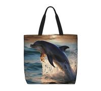 VducK Sac fourre-tout pour femme avec belles fleurs - Sac fourre-tout avec fermeture éclair - Grande capacité - Sac à main décontracté, Magnifique dauphin., Taille unique