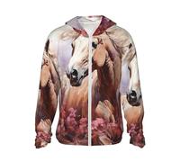 VducK Sweat à capuche de protection solaire léger - Vêtement aquarelle cheval - Protection solaire à manches longues pour l'extérieur, Noir , XL