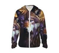 VducK Sweat à capuche de protection solaire pour femme avec loups et attrape-rêves - Chemise de soleil légère à manches longues pour homme avec poche de randonnée, Noir , XL