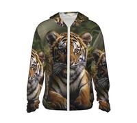VducK Sweat à capuche de protection solaire pour femme Tigres de la jungle - Chemise de soleil légère à manches longues pour homme avec poche de randonnée, Noir , M