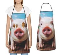 VducK Tabliers pour homme et femme - Tablier à bavoir réglable avec 2 poches - Tablier de chef amusant et mignon pour la cuisine et le jardinage, Cochon amusant et mignon, taille unique