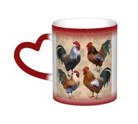 VducK Tasse à café en céramique avec impression coq et poule - 325 ml