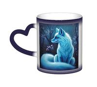 VducK Tasse à café en céramique avec imprimé renard bleu changeant de couleur