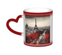 VducK Tasse à café en céramique imprimée Paris avec changement de couleur