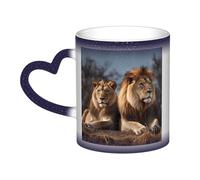 VducK Tasse à thé en céramique à changement de couleur avec deux lions 325 ml