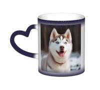 VducK Tasse à thé en céramique avec changement de couleur - Motif chien Husky Piquant - 325 ml