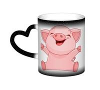 VducK Tasse à thé en céramique avec motif cochon rose changeant de couleur 325 ml