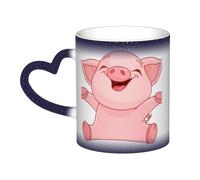 VducK Tasse à thé en céramique avec motif cochon rose changeant de couleur 325 ml