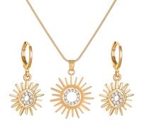 vdwv Parure de bijoux 3 pièces avec collier et boucles d'oreilles œil du diable - Boucles d'oreilles à tige - Pendentif œil du diable - Pour femme, EXTRA, Métal, Zircone cubique