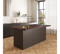 VE.CA - Île de cuisine Erika - Couleur anthracite - Buffet cuisine - Meuble de cuisine - Idéal pour une cuisine complète - Idéal comme table à manger - Fabriqué en Italie (noyer)