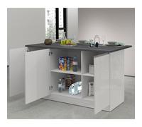 VE.CA - Ilot Clarissa - Buffet et Meuble de Cuisine - Idéal pour Une Cuisine Complète ou Comme Table de Salle à Manger - Blanc Poli/Blanc - Made in Italy