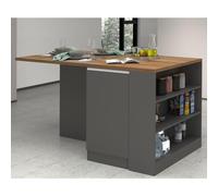 VE.CA - Îlot de Cuisine Balance - Buffet - Idéal pour Une Cuisine Complète et Comme Table à Manger - Couleur Anthracite/Wotan - Made in Italy