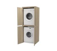 VE.CA Meuble lave-linge et sèche-linge, meuble avec portes en bois, meuble de protection pour lave-linge, couleur chêne Rock, colonne lave-linge, support sèche-linge, fabriqué en Italie