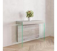 VE.CA.s.r.l. - Table Console Extensible Crystal - avec Porte-Rallonges - en Verre - Extensible de 40 cm à 250 cm - en Bois - Mobilier Cuisine Maison Design - Couleur : Chêne Vintage