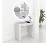 VE.CA.s.r.l. - Table console extensible Vénus - Bois mélaminé - Pieds périmétriques - Dimensions : 90 x 40 x 77 cm - Jusqu'à 300 cm - 16 personnes - Blanc frêne