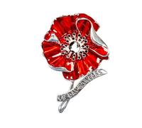 VE Day 80 Broche coquelicot rouge faite à la main en métal émaillé pour vétérans, décoration de chapeau, vêtements, sac à dos - Honorant les héros de la Seconde Guerre mondiale, taille unique, Strass