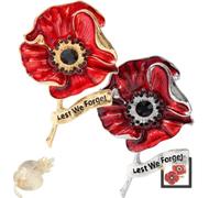 VE Day 80 Poppy Brooch, 2025 VE Day 80th Anniversary Remembrance Brooch,Red Poppy Pin Flower Metal Badge,Red Enamel Flowers Badge,Veteran Gift (2PC-A-Mix)