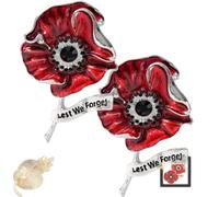VE Day 80 Poppy Brooch, 2025 VE Day 80th Anniversary Remembrance Brooch,Red Poppy Pin Flower Metal Badge,Red Enamel Flowers Badge,Veteran Gift (2PC-A-Silver)