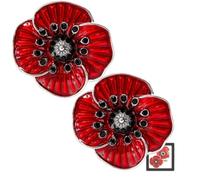 VE Day 80 Poppy Brooch, 2025 VE Day 80th Anniversary Remembrance Brooch,Red Poppy Pin Flower Metal Badge,Red Enamel Flowers Badge,Veteran Gift (2PC-F-Silver)