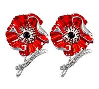 VE Day Broche coquelicot 80e anniversaire - Décoration en forme de coquelicot rouge pour vétérans - Cadeau commémoratif, taille unique, Strass
