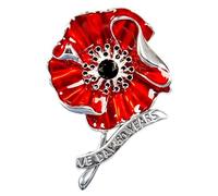 VE Day Broche coquelicot 80e anniversaire - Décoration en forme de coquelicot rouge pour vétérans - Cadeau commémoratif, taille unique, Strass