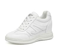 VEACAM Baskets À Plateforme pour Femmes avec Talon Caché en Cuir, Chaussures À Talon Compensé, Mode À Lacets, Augmentant De 2,75 Pouces.,Noir,40 EU