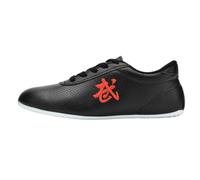 VEACAM Chaussures d'arts Martiaux pour Hommes/Femmes Cuir Respirant léger Tai Chi Kung Fu Chaussures d'entraînement antidérapantes WU Shu Taekwondo Trainer,Noir,41 EU