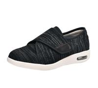 VEACAM Hommes Femmes Air Coussin Marche Sandales, Slip-on Orthopédique Chaussures Diabétiques Respirant Soutien De La Voûte Plantaire Chaussures Personnes Âgées Intérieur Extérieur,Black Gray,46 EU