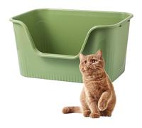 Vealind Grand bac à ordures pour Chat avec côté Haut - Profondeur XL - Bac à ordures Bas - Anti-déversement - avec poêle à déchets - Vert