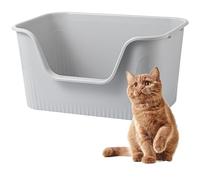 Vealind Grand bac à ordures pour Chat avec côté Haut - Profondeur XL - Bac à ordures Bas - Anti-déversement - avec poêle à déchets - Gris