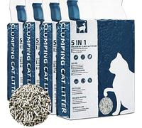 Vealind Tofu Litière agglomérante 5 en 1 pour chat, litière pour chat mixte, non parfumée, sans poussière, jetable, contrôle des odeurs, séchage rapide, litière agglomérante pour chat (lot de 4, 14,4