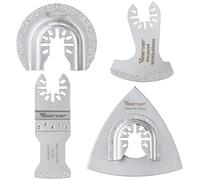 Vearter 4PCS Lames Scie Oscillantes Diamantées Kit, Lames Multi-outils Universelles à dégagement Rapide Pour l'élimination des Joints Coulis, Carrelage, Brique aérée, Ciment, Béton, Maçonnerie