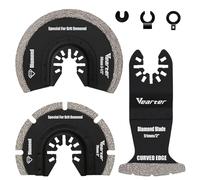 Vearter Lot de 3 outils multifonctions diamantés, adaptateur, lames de scie, oscillation pour carreaux en céramique, brique creuse, ciment, carrelage souple, maçonnerie
