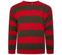 VEARZ Pull unisexe adultes en tricot rayé rouge, blanc et vert pour Noël - Déguisement de lutin de Noël, tailles S-XXL, Rouge/vert, XXL