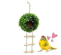 Veasbuu Bird Houses Artificial Grass Shape Parrot Toy with Ladder