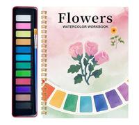 Veasbuu Cahier d'exercices aquarelle pour débutants | Cahier d'exercices aquarelle avec 12 peintures de couleurs - Kit de dessin pour débutants, adolescents, apprentissage à domicile, voyage, école