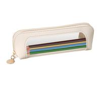 Veasbuu Étui à crayons transparent avec fermeture éclair, grande capacité, sac de rangement, design élégant, transparent, 17,68 x 1,97 x 2,36 cm, idéal pour l'école et les bureaux, beige, Consulte la