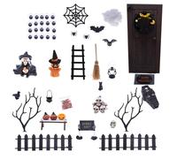 Veasbuu Halloween Figurines, Halloween Miniatures Figurine Set, Spooky Festive Small Decorations for Bedroom Tabletop Bookshelf Apartment Living Room Festival Home Desk Display, couleur noire