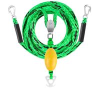 Veasbuu Harnais de remorquage pour bateau, corde de traction pour jusqu'à 4 utilisateurs, avec crochet et roue pivotante à 360 degrés, pour ballon, ponton, bar, kayak, surf, rivière et piscine