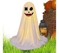 Veasbuu Light Up Ghost, Scary with String Light, 5.12x5.12x14.57 inch Tablette Halloween Ornement for Indoor Outdoor Decoration Yard, Nappe, Wall, Porch, Door, Home, Window, Desk
